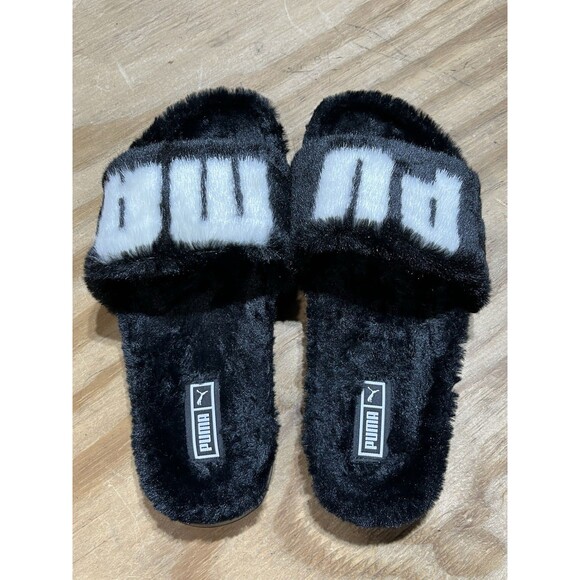 Pu ma  Leadcat 2.0 Fuzz Slide  Womens Black Casual Sandals 38731301 - Picture 4 of 7